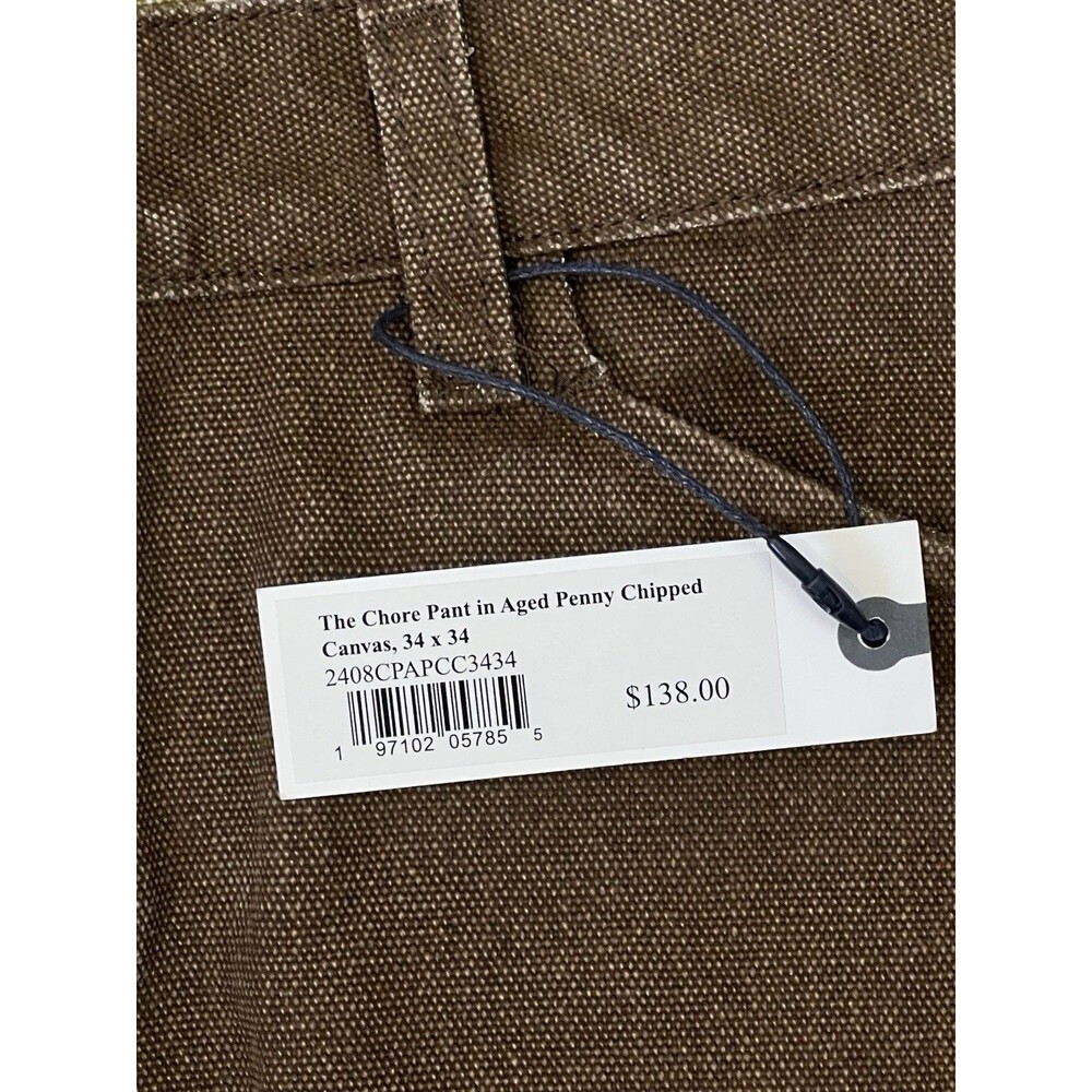 Taylor Stitch The Chore Pant Aged Penny Chipped Canvas Men’s 34x34 Organic NWT - Picture 3 of 3